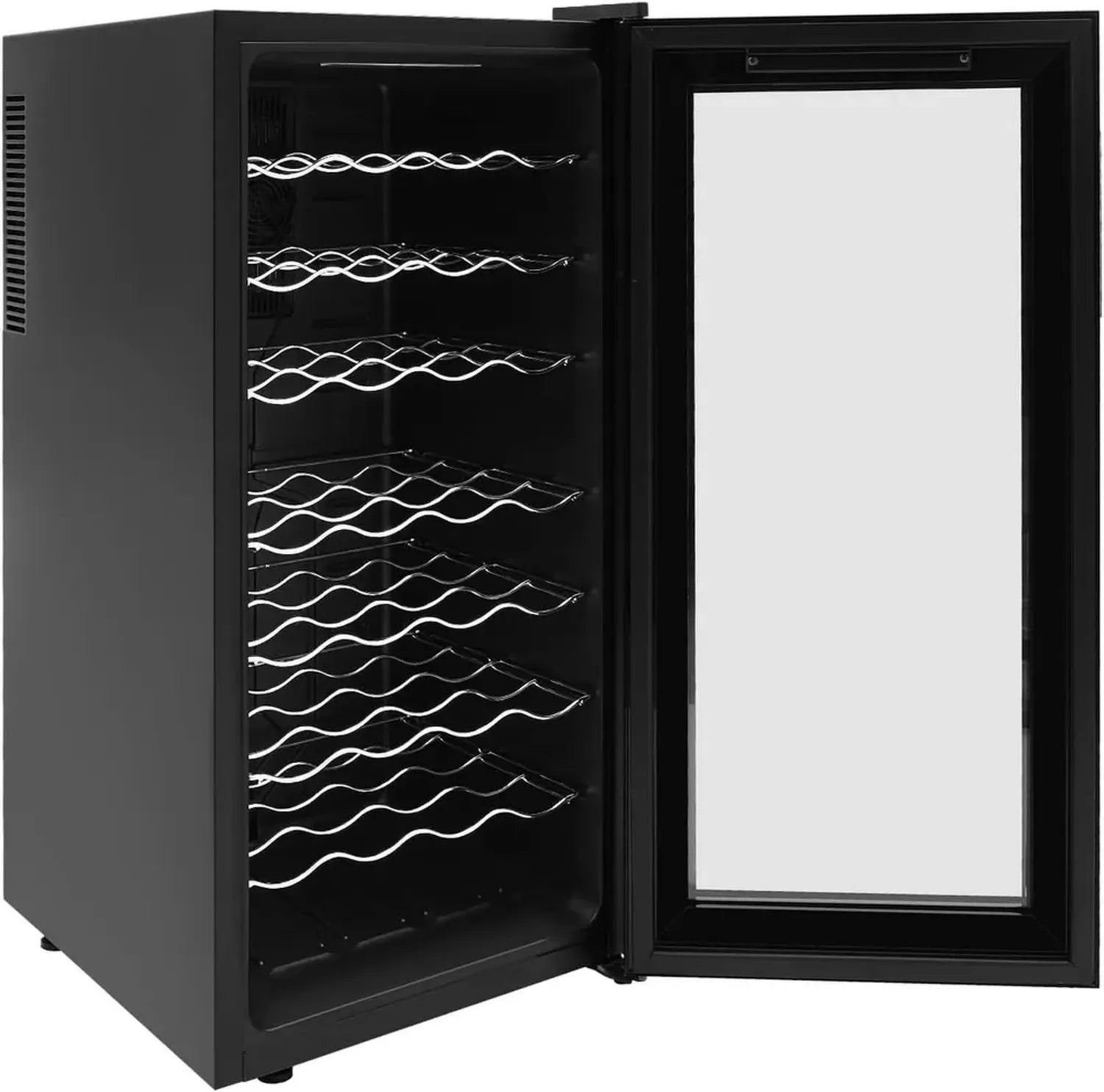 Weinkühlschrank 32 Flaschen, Glastür, Temperaturbereich 12-18°C, 78L Fassungsvermögen mit LED-Beleuchtung für Wein und Getränke
