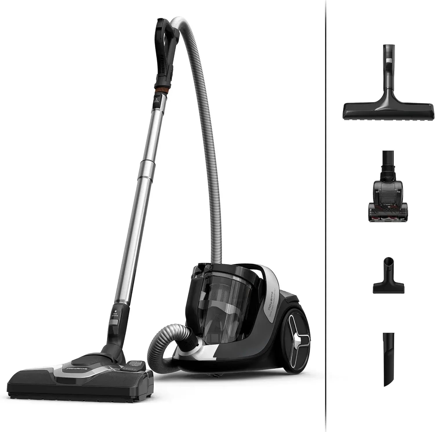 Rowenta Zyklonstaubsauger 500W, 2,5L Kapazität, leise 66dB, Schwarz-Aluminium