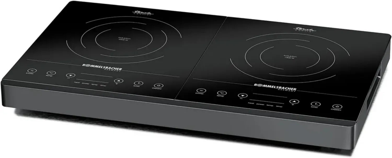 ROMMELSBACHER Induktionskochplatte, Dualzone, Touch-Steuerung, Effiziente Wärmesteuerung, 3400 Watt