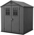 Keter Darwin 6x6 Geräteschuppen Grau – Pflegeleicht, Wetterbeständig, Holz-Look, 3,4 m², Sicher verschließbar mit Doppel- und Bodenplatte