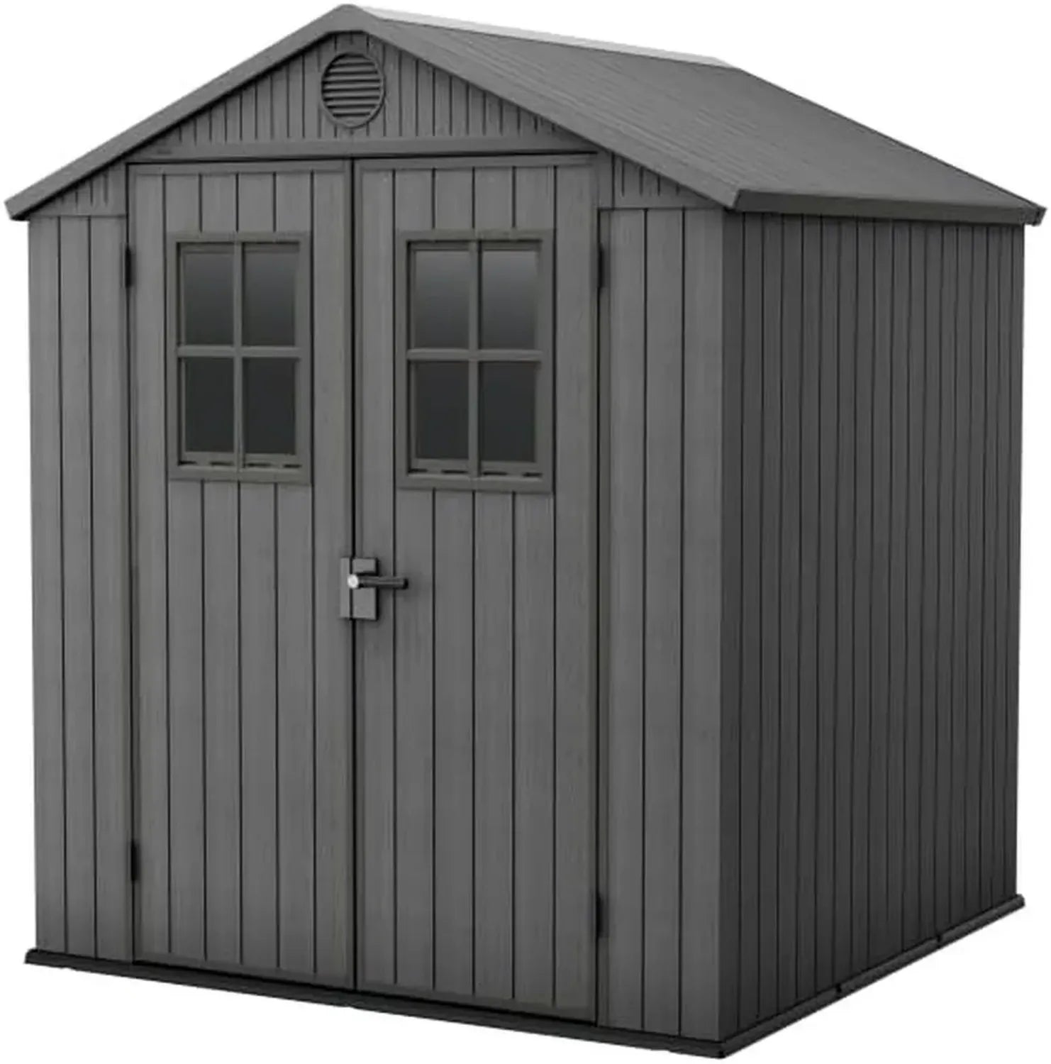Keter Darwin 6x6 Geräteschuppen Grau – Pflegeleicht, Wetterbeständig, Holz-Look, 3,4 m², Sicher verschließbar mit Doppel- und Bodenplatte