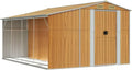 vidaXL Metallgerätehaus mit Satteldach, Stauraum und Griffen, Hellbraun 277x365,5x179 cm