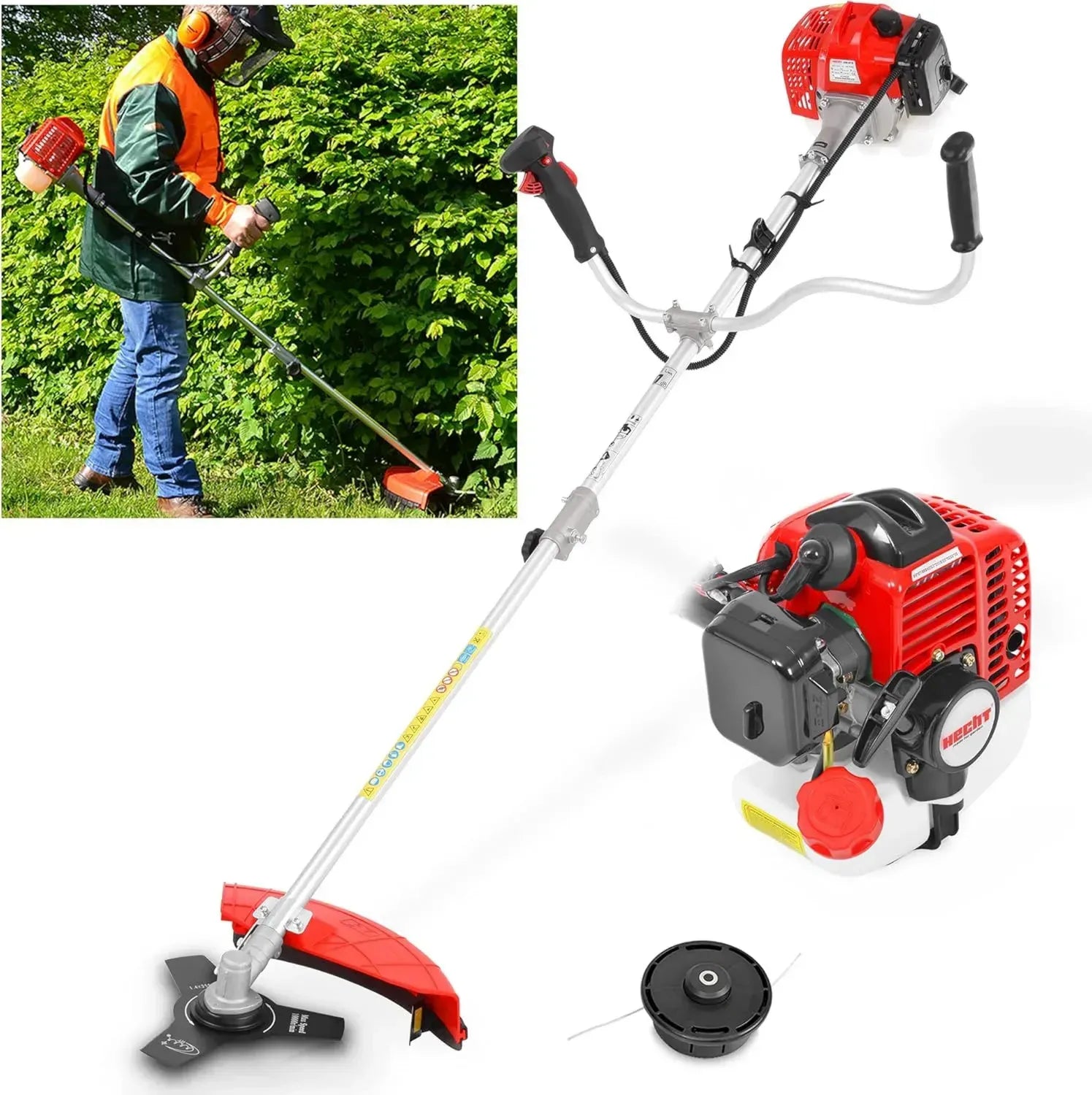 HECHT 2-Takt Benzin Freischneider mit 43 cm Schnitt und Antivibrationsgriff
