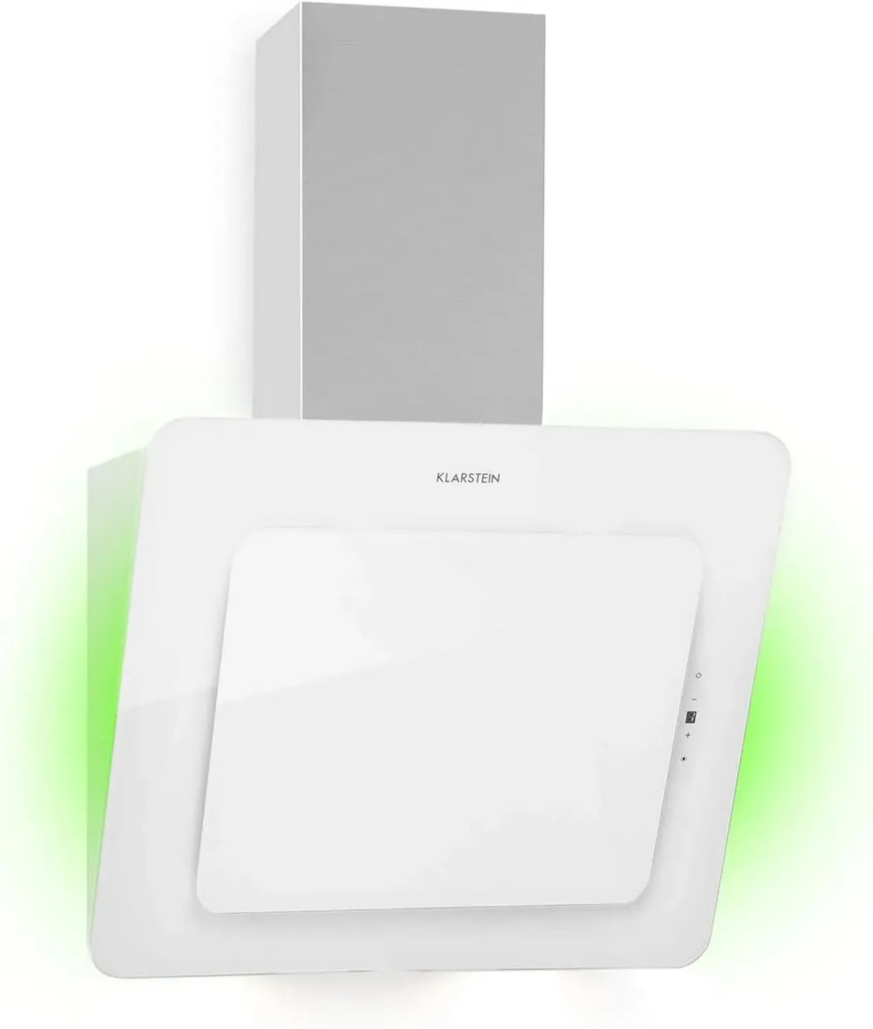 Klarstein kopffreie Dunstabzugshaube Helena, 60 cm Wandmontage, 595 m³/h, RGB Licht, Umluft & Abluft, LED, Touch-Bedienung, Weiß