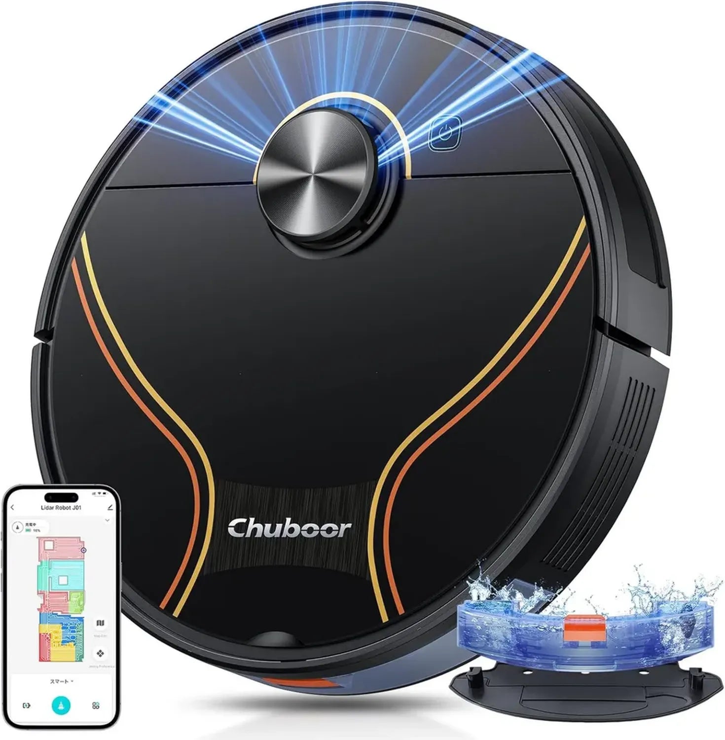 Chuboor 3-in-1 Saugroboter mit Wischfunktion, 6500Pa, LiDAR-Navigation, App/WiFi/Alexa-Steuerung, Auto-Aufladung, 150 Min Laufzeit, ideal für Tierhaare und Hartböden