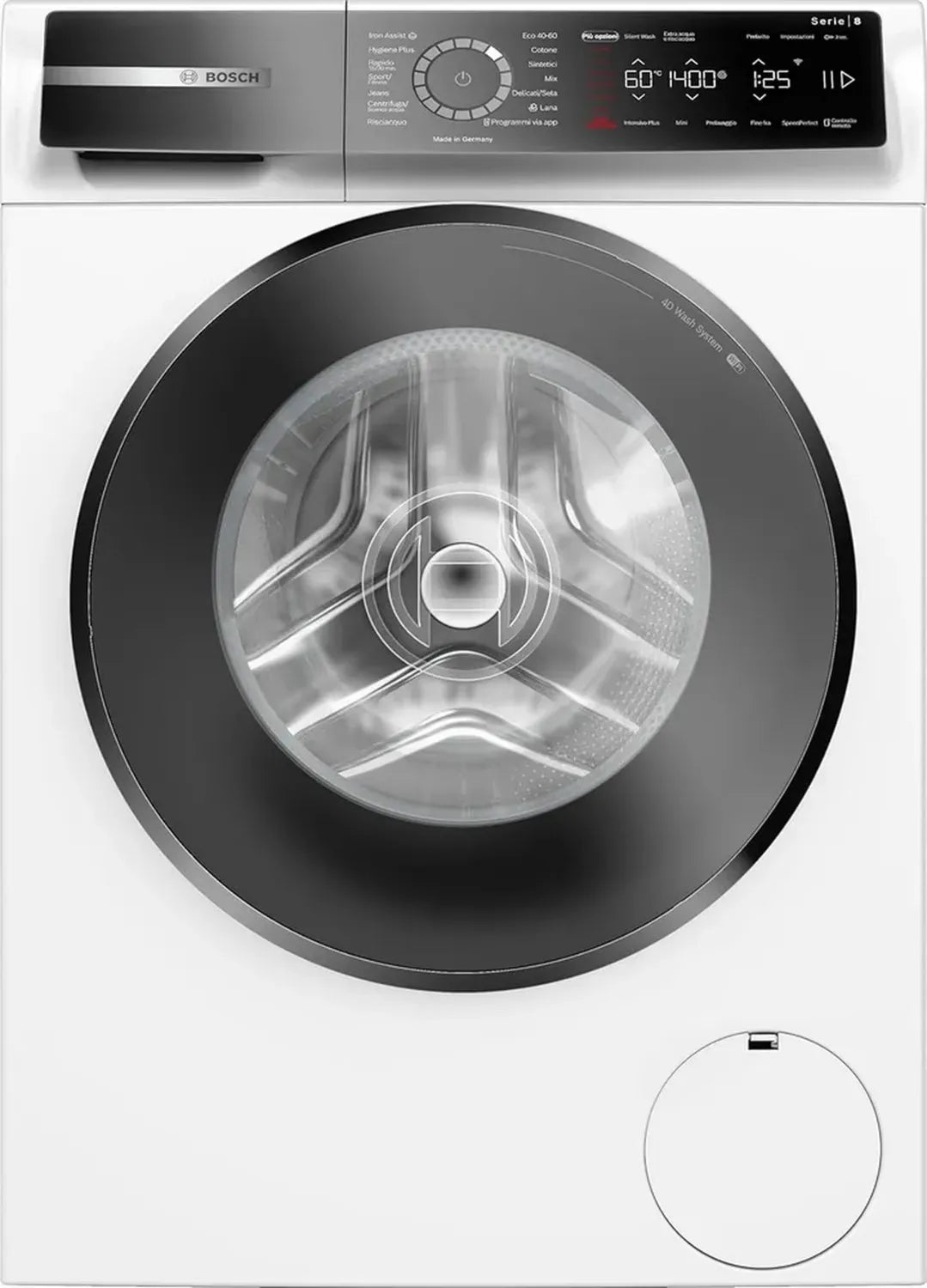 Bosch Serie 8 Waschmaschine Frontlader 9 kg, 1400 U/min, Energieklasse A, Invertermotor 10 Jahre Garantie, faltenfrei, Weiß, 60 cm