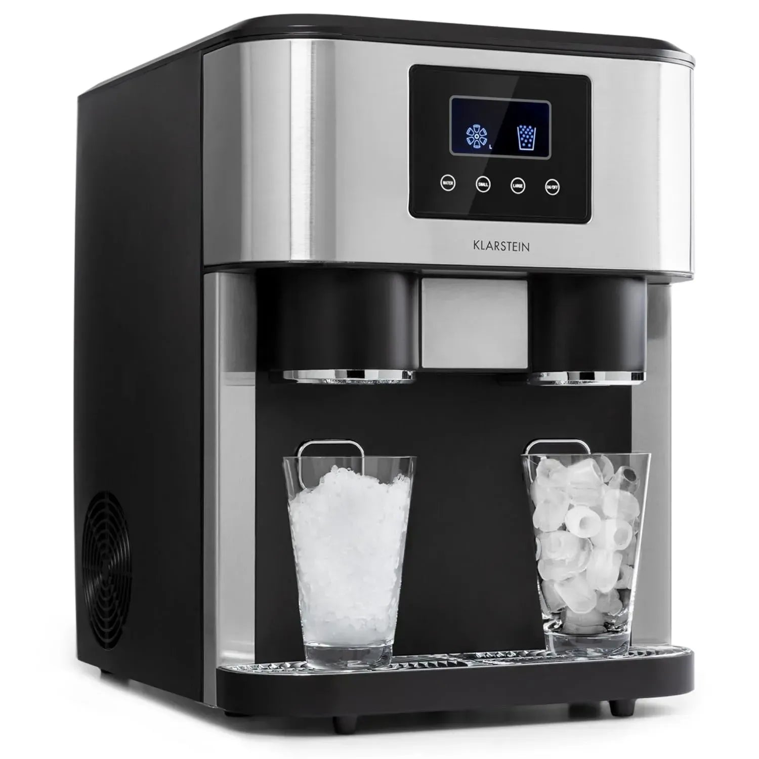 Kompakte Klarstein Eiswürfelmaschine, 1,8L, Für Crushed- und Bullet-Eis, schnelle Herstellung, einfache Reinigung, 15kg/24h Kapazität
