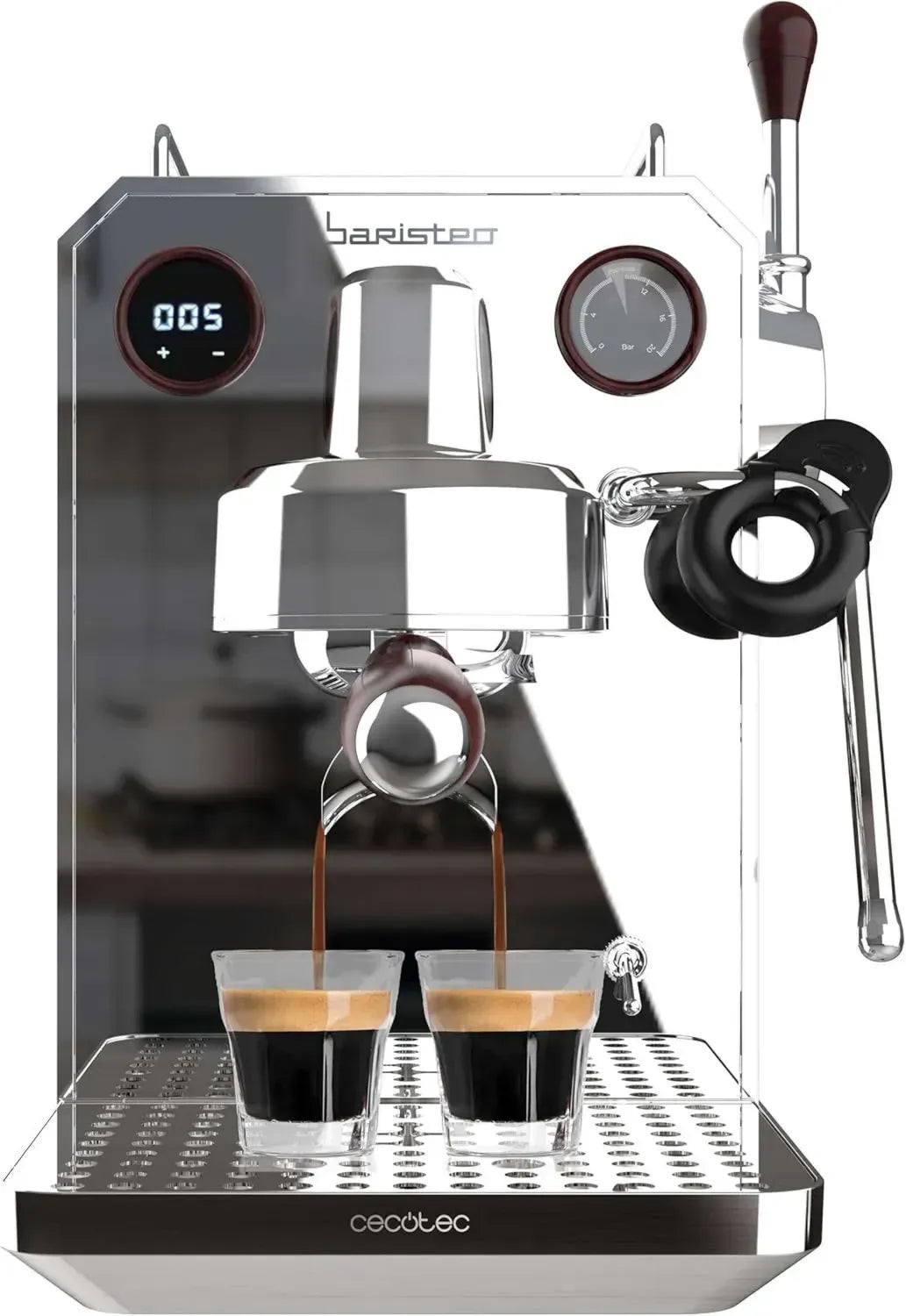 Cecotec Baristeo Intima: Professionelle Espresso-Kaffeemaschine mit Vorbrühsystem, 15 Bar Pumpendruck, 1,7L Tank und Tassenwärmer