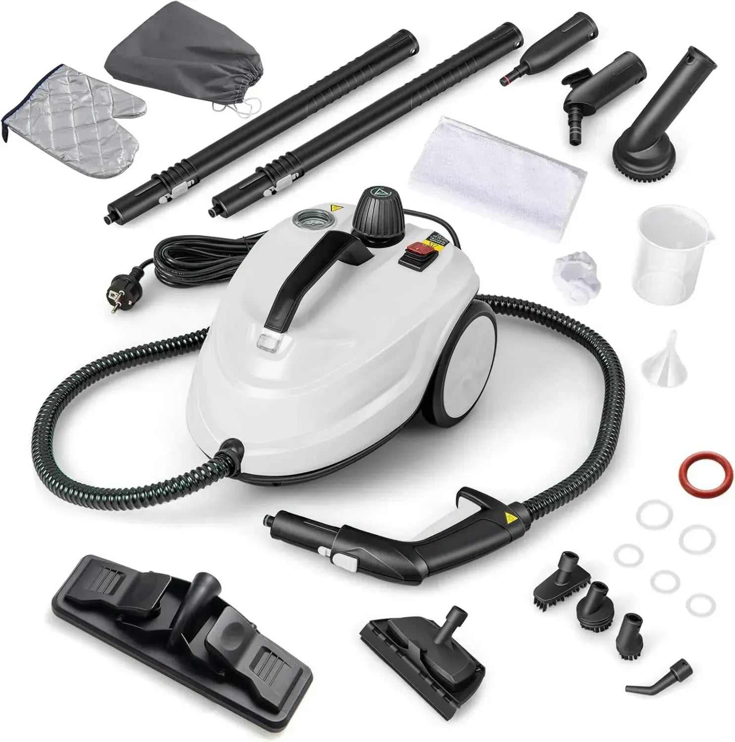 Hochleistungs-Dampfreiniger 2000W mit umfangreichem Zubehör und 5m Kabel, Maximaldruck 5 bar, Temperatur bis 160°C, 108 m² Fläche, 1,8L Wassertank, schnell in 8 Minuten aufgeheizt, Weiß
