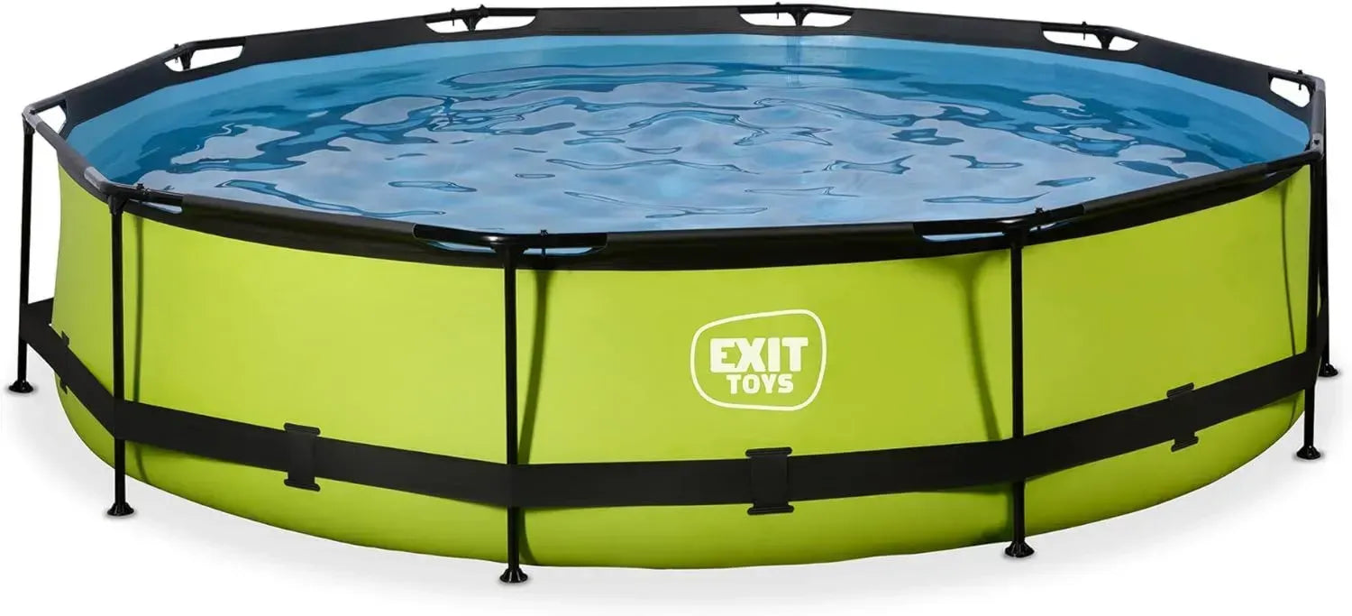 EXIT Toys Kinder-Pool ø 360x76 cm - Stabiler Rundrahmen mit Filterpumpe - Einfacher Zugang - Kindgerecht - Robustes Design - Grüne Farbgebung