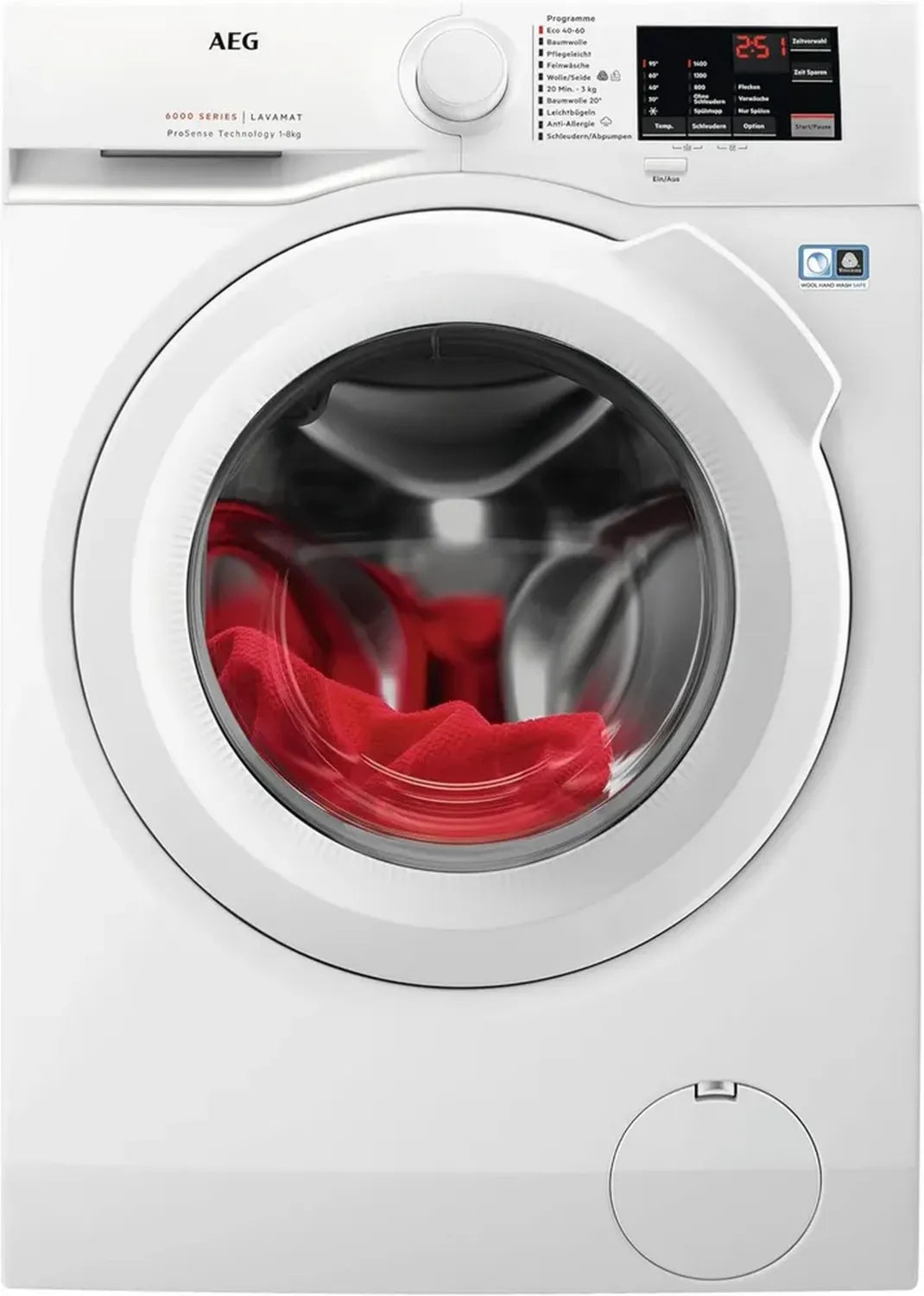 AEG Waschmaschine 8 kg, leise, Mengenautomatik, Nachlegefunktion, Kindersicherung, Schontrommel, Wasserstopp, 1400 U/min