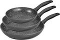 STONELINE Pfannenset 3-teilig aus Deutschland, 20/24/28 cm, Antihaftbeschichtung mit Steinpartikeln, geeignet für Induktion und Backofen, für alle Herdarten, fettfreies Braten