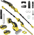 Elektrische 8-Zoll Kettensäge & Teleskopschneider Set, 2500W bürstenloser Motor, 2x4.0Ah Akku, kompatibel mit Makita 18V, 0-180° verstellbar, 4,5m Reichweite für Hecken- und Baumschnitt