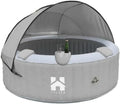 Luxus Outdoor Whirlpool für 6 Personen - Inkl. Kissen, Getränkehalter und Sonnendach, Farbe Beton, Ø 208 cm, 130 Luftdüsen