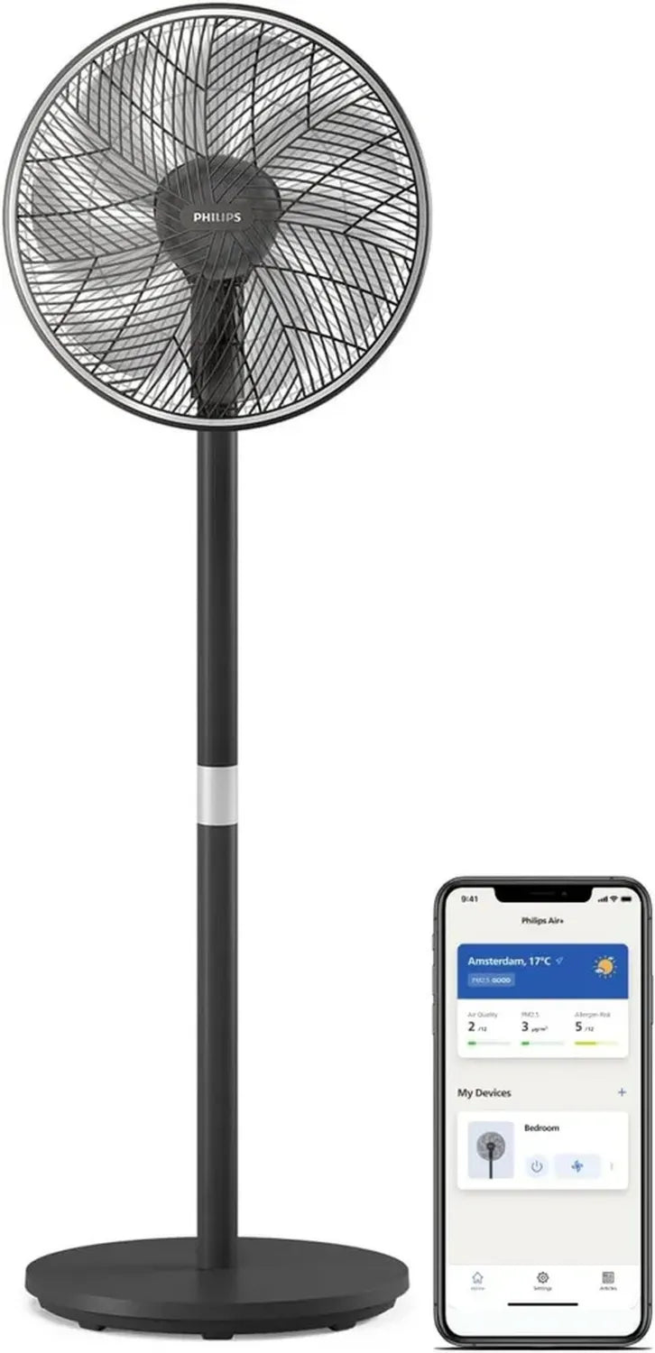 Philips Standventilator 3000 Serie mit leiser SilentWings-Technologie, App-Steuerung, 2-in-1 Design, Schwarz