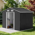 Wetterfester Metall-Geräteschuppen 196x132x187cm mit Schiebetür und Satteldach, Rostfreier Gartenhaus aus verzinktem Stahl