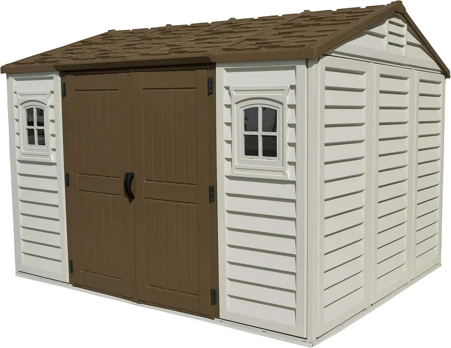 Duramax Kunststoff Gartenhaus 10.5x8 mit Fenstern und Metallfußboden