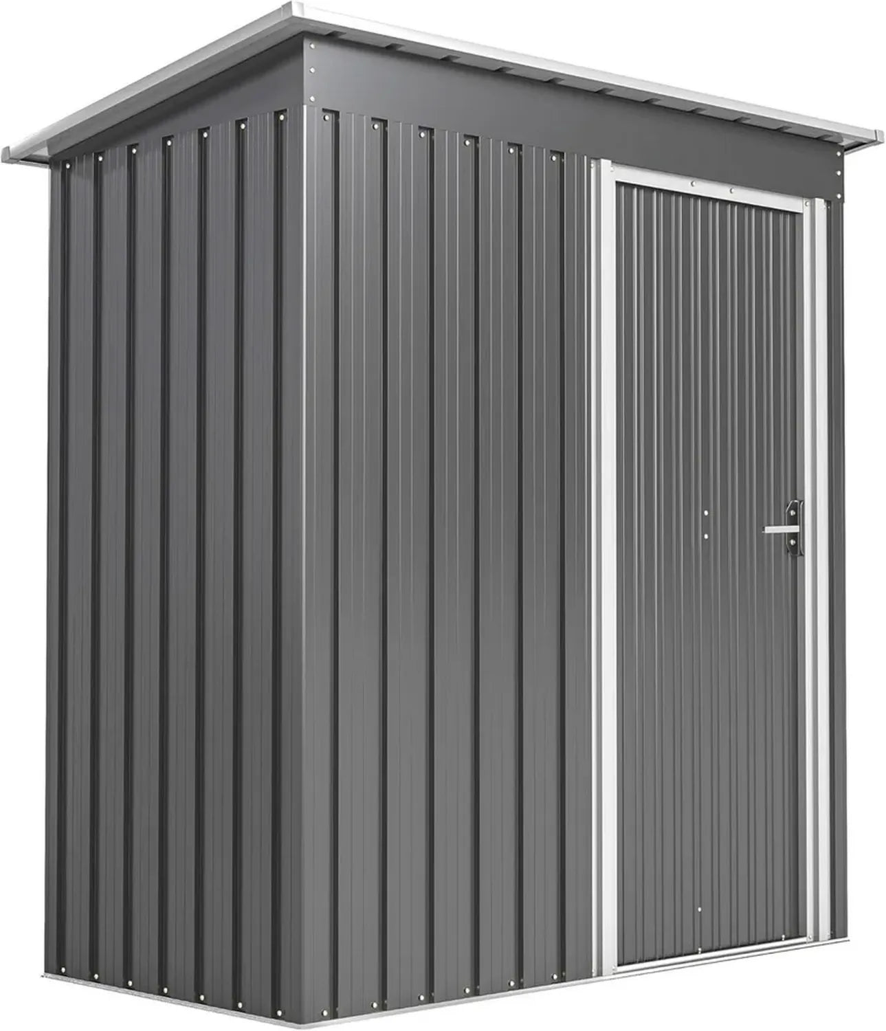 Outsunny Metallgerätehaus mit Schiebetür, 1,16 m², wetterfest, mit Schloss, 163 x 89 x 182 cm, Hellgrau