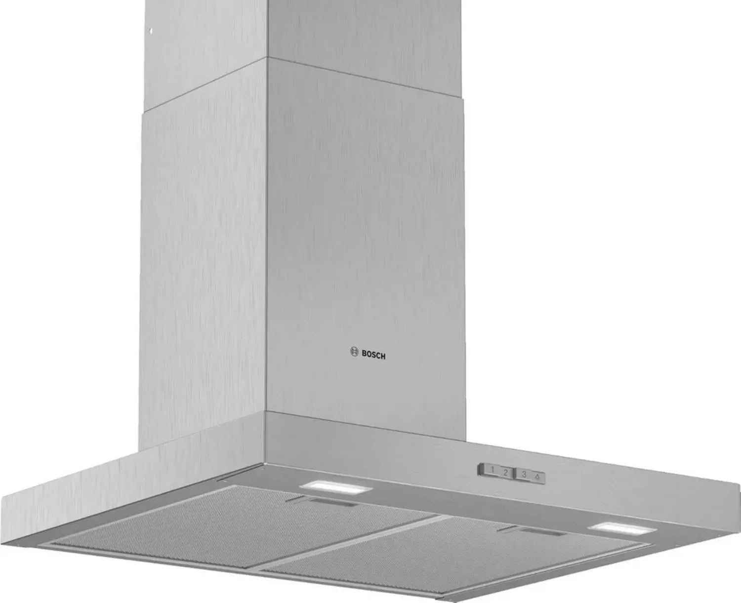 Bosch DWB66BC50 Serie 2 Wand-Dunstabzugshaube 60 cm, Umluft & Abluft, deutsche Qualität, LED-Licht, einfache Bedienung, 3 Stufen, spülmaschinenfester Metallfilter