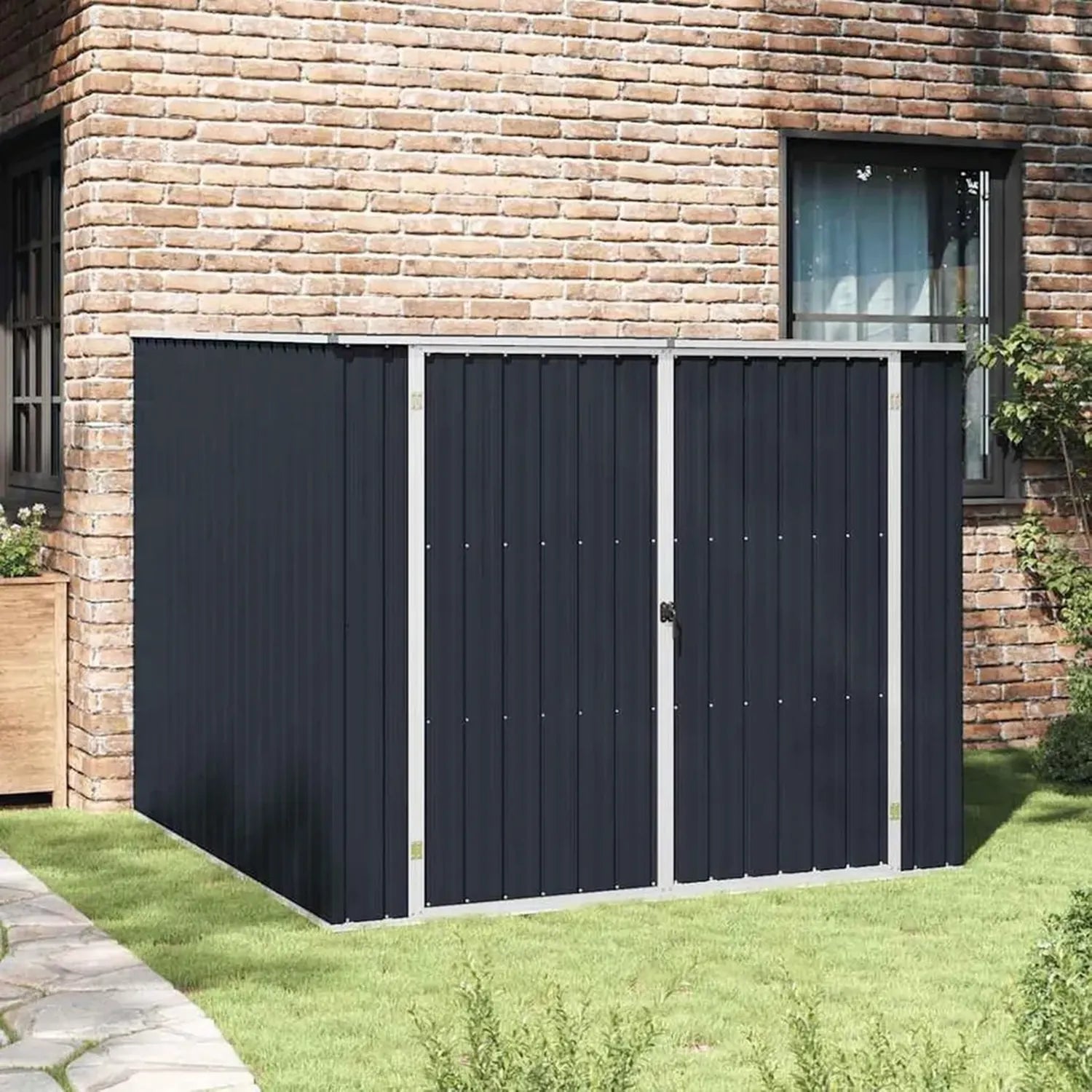 Metall-Geräteschuppen Gecheer Anthrazit 195x198x159 cm - Verzinkter Stahl Gartenschrank