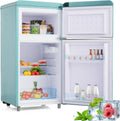 Retro-Kühlschrank mit Gefrierfach, 72L, Energiesparend, LED-Beleuchtung, Cyan