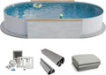 Ovaler Stahlwandpool Set 525x320x120 cm mit weißem 0,6 mm Stahl und grauer 0,8 mm Folie