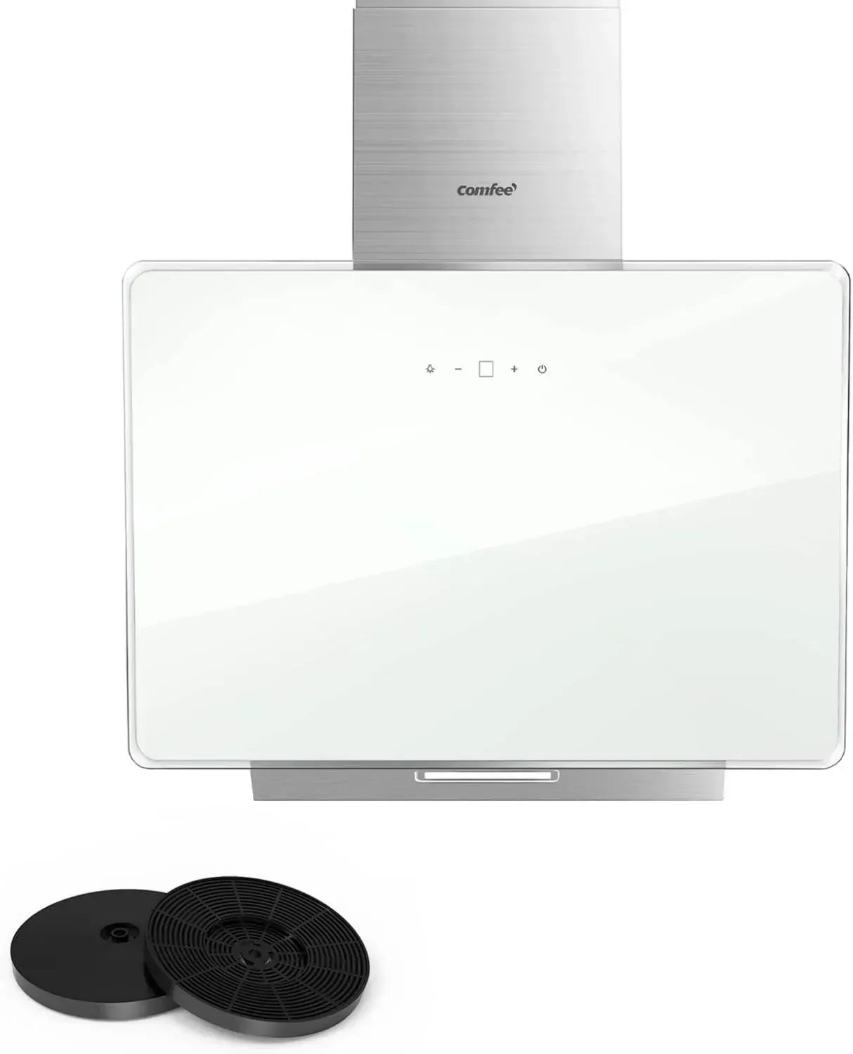 COMFEE' 60cm Dunstabzugshaube aus Glas & Edelstahl, Touchscreen & LED, Umluft & Abluft, Wandmontage, Weiß