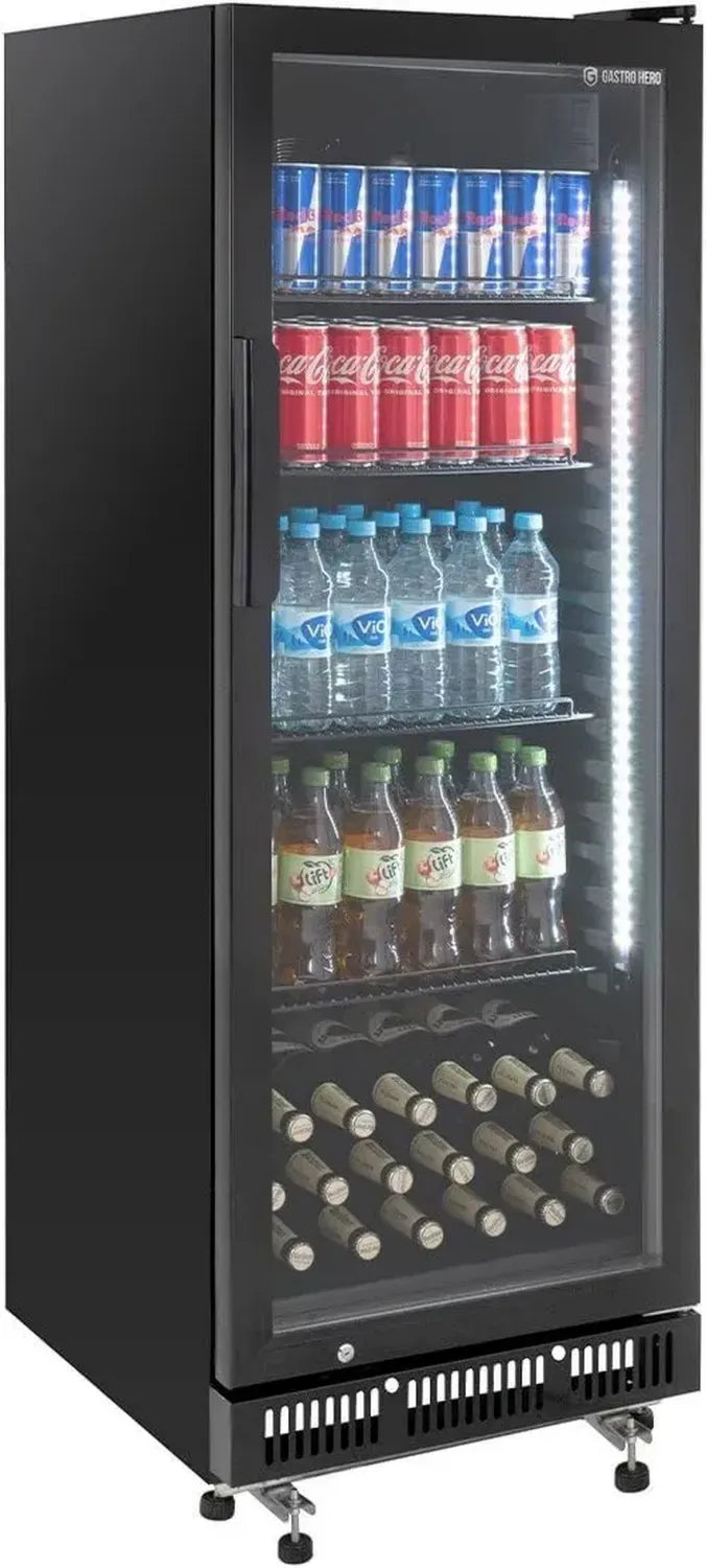 Getränkekühlschrank 230L mit Glastür und LED, abschließbar, 0-8°C