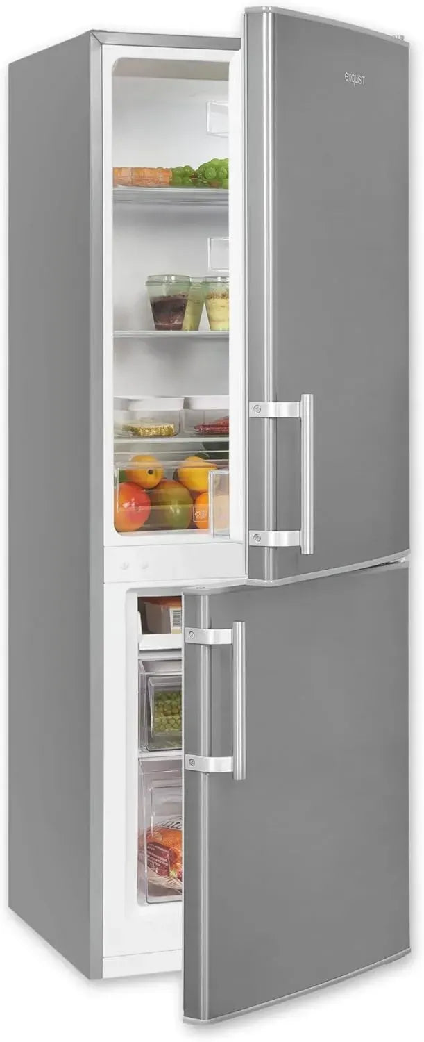 Premium Kühl-Gefrierkombination, 143 cm hoch, 173 L, 4-Sterne-Gefrierschrank, Alarmfunktion, freistehend, Inox-Design