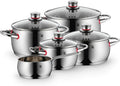 WMF Quality One Induktions-Kochtopfset, 5-teilig, aus poliertem Cromargan Edelstahl, inkl. Glasdeckel und Dampföffnung, geeignet für alle Herdarten