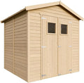 TIMBELA Gartenschuppen aus Holz mit Fenstern, 4,2 m², Natürliche Holzoptik, H228x222x233 cm