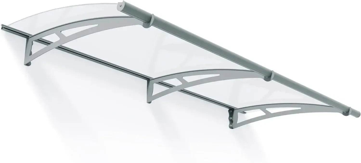 Canopia Haustürvordach Aquila 2050, 205x92 cm, Grau mit Sonnenschutz und Regenrinne