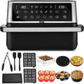Yoer XXL Heißluftfritteuse 11L, 6-in-1 Air Fryer mit 12 Programmen, Spülmaschinengeeignet, Antihaft, 2800W für 6-8 Personen, Modell MegaCrisp AF03BK, Schwarz