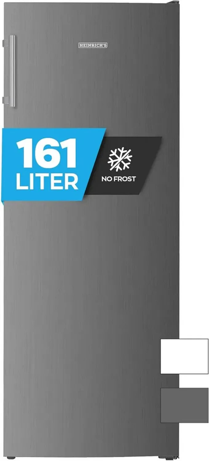 Heinrichs No-Frost Gefrierschrank 161L, Edelstahl, LED-Anzeige, Alarm, Umkehrbare Tür