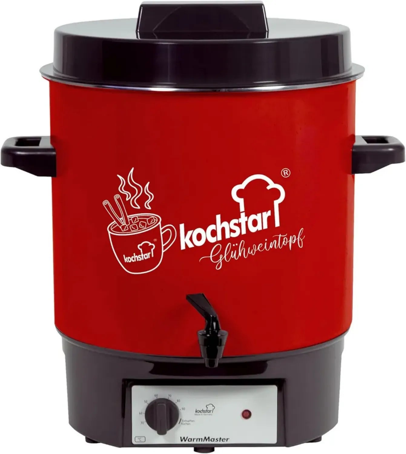 Kochstar Glühweinkocher 27L Rot - Weihnachtsedition, 1800W, mit Auslaufhahn