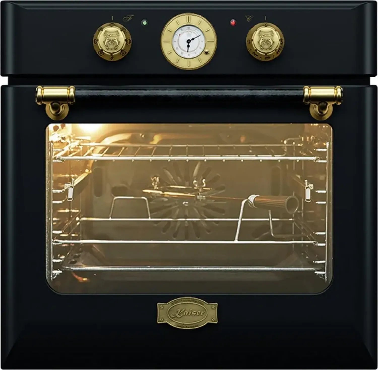 Kaiser Retro Einbaubackofen EH 6432 BE Eco, Autark, 68L, Drehspieß, 10 Programme, Pizzamodus