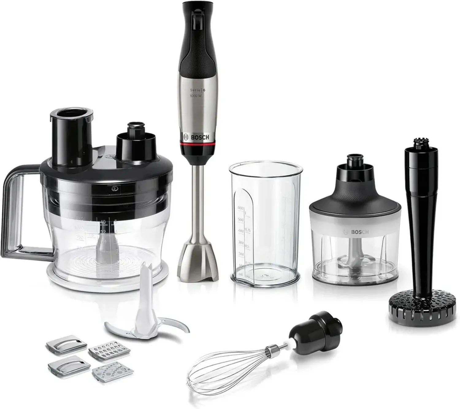 Bosch ErgoMaster Stabmixer Serie 6, leistungsstark, langlebige Keramikkupplung, vielseitiges Zubehör, 1000 W