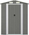 Tidyard Metall Gerätehaus für Garten, 192x108x223 cm, Verzinkter Stahl, Hellgrau