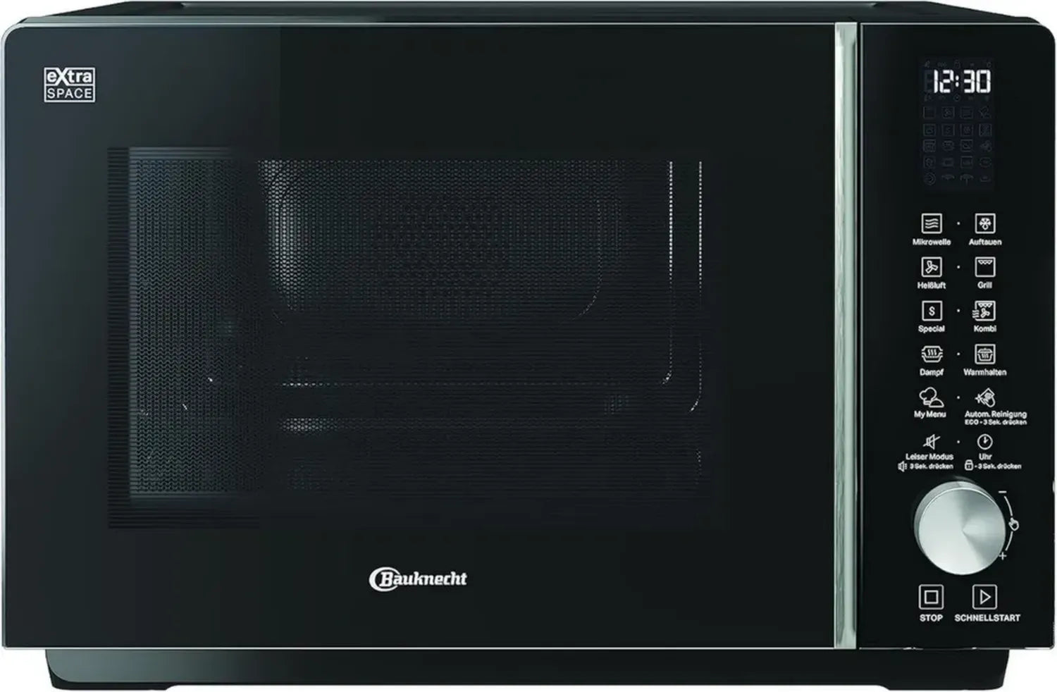 Bauknecht MF 255 B Mikrowelle - Ohne Drehteller, My Menu, Spezialprogramme, Dampfgaren mit Behälter, Heißluft, Quarzgrill, Auto-Clean-Funktion, 25 L
