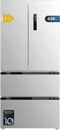 Inox Kühl-Gefrierkombi 463L, Cecotec Bolero CoolMarket, EEK E, 183 cm Höhe, 83,6 cm Breite, energiesparend, Inverter-Kompressor, Total No Frost, MultiAirFlow, Urlaubsmodus