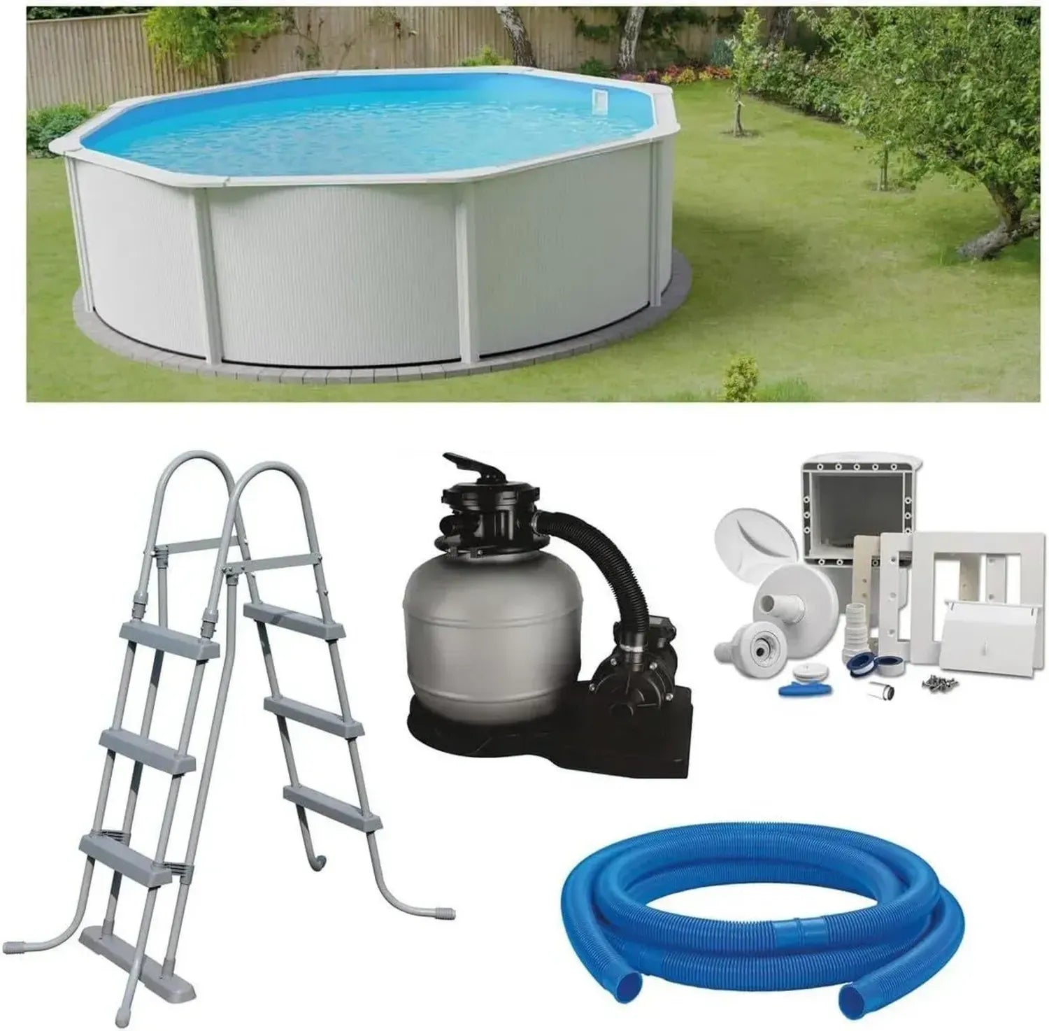 Hochwertiges Rundpool-Set 3,50 x 1,20 m mit Stahlwand und Sandfilteranlage