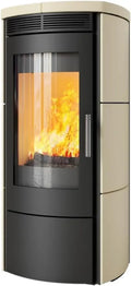 Hark Kaminofen 130 ECOplus 6 kW mit Quarz-weißen Kacheln und Graphitkorpus