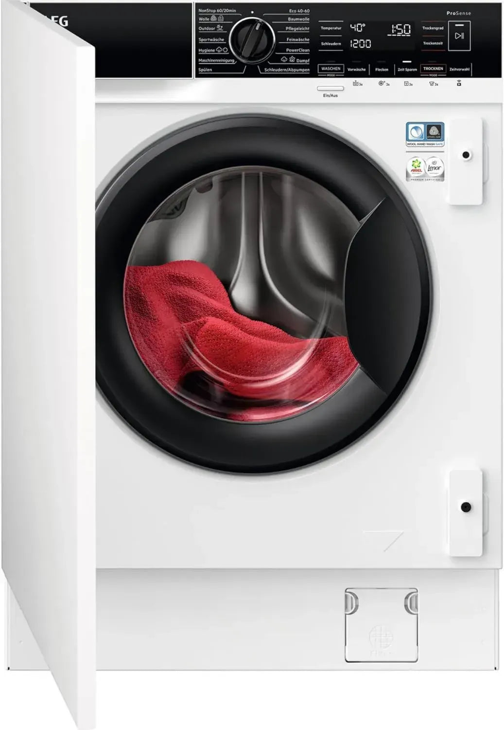 AEG Einbau-Waschtrockner, 8 kg Waschleistung, 4 kg Trockenleistung, Energiesparend mit PowerCare und Dampfprogramm, Schonend bei Niedrigtemperaturen, 1600 U/min