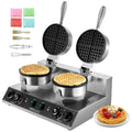 VEVOR Doppelt Waffeleisen 2460W, Antihaft Belgische Waffeln, Temperatur- & Zeitkontrolle, Ideal für Gastronomie