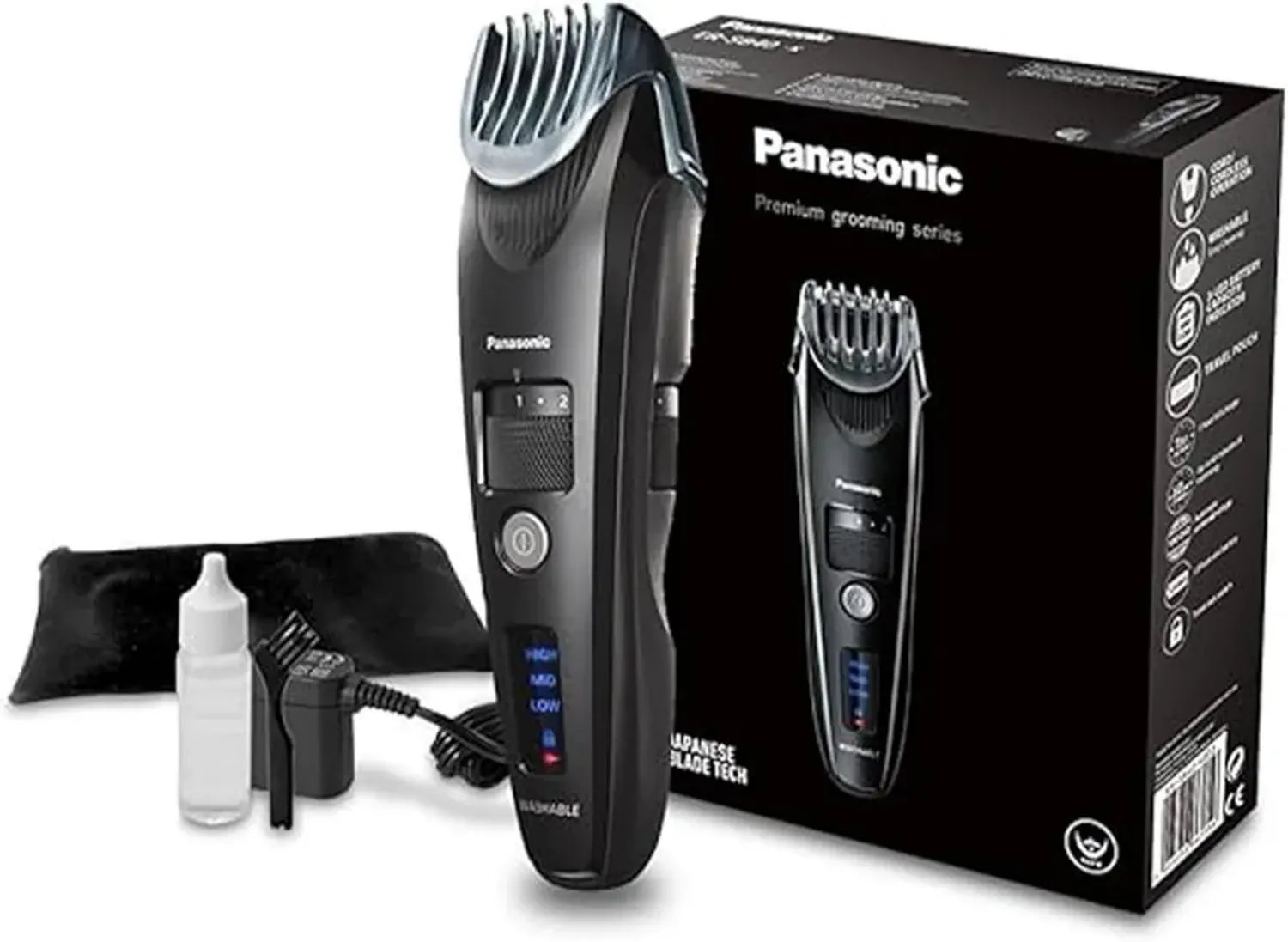 Panasonic Bartschneider ER-SB40-K803, wasserdicht, 20 Schnittlängen, fortschrittliche Klingen, kabellos, LED-Anzeige, schwarz