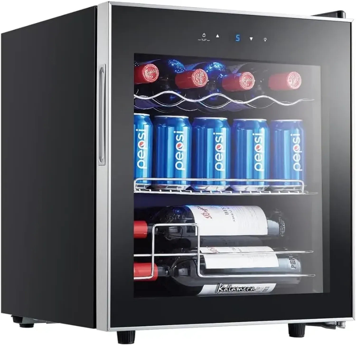 Kalamera Mini Getränkekühler mit Touchscreen, 5-18°C, Edelstahl-Glasfront, 40L Kapazität