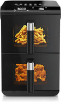 Arendo Heißluftfritteuse Dual XXL mit Sichtfenster, 11,4L, 13 Programme, BPA-frei