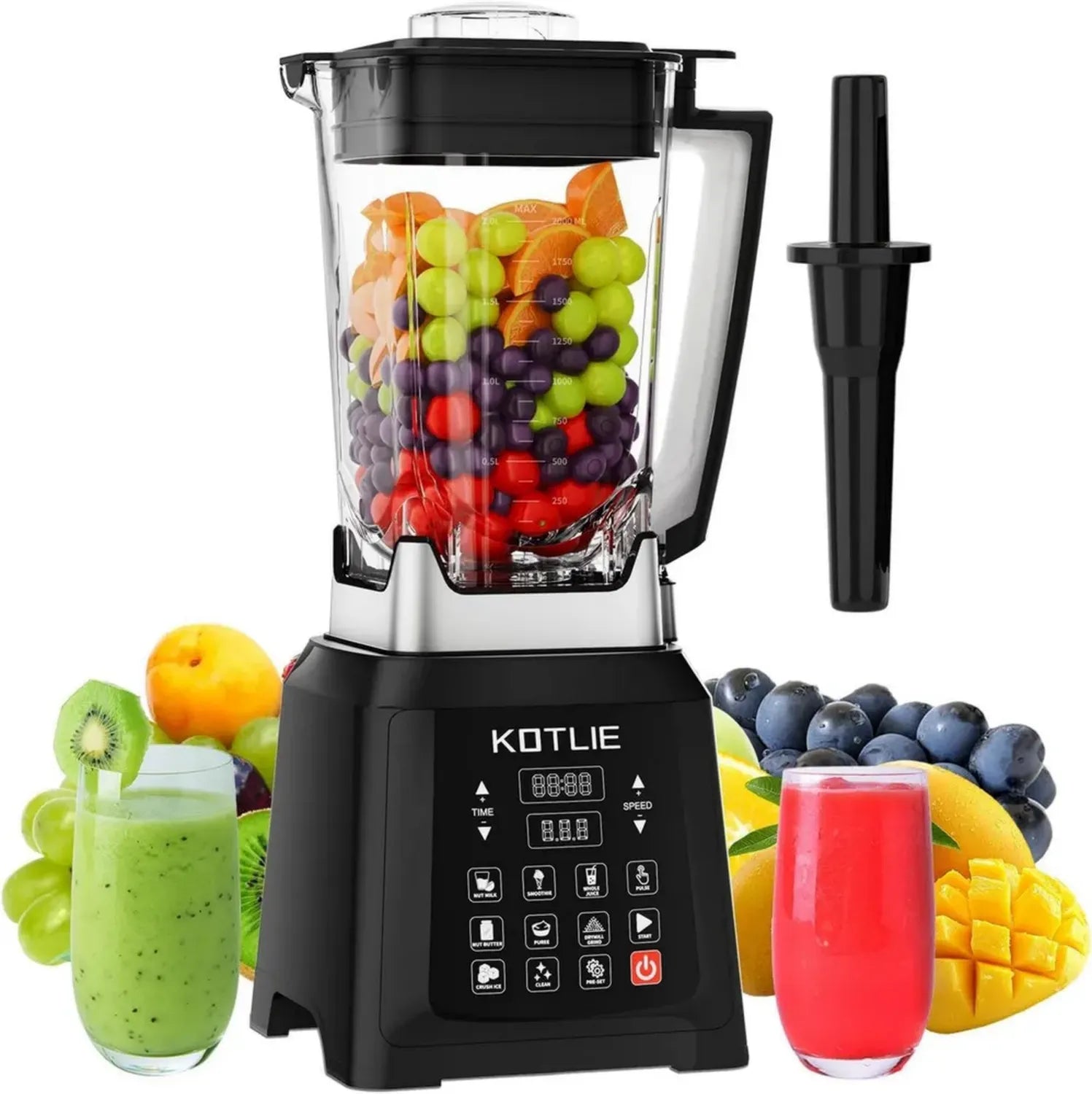 KOTLIE Standmixer 2L, 7 Funktionen, Selbstreinigung, ohne Heizung