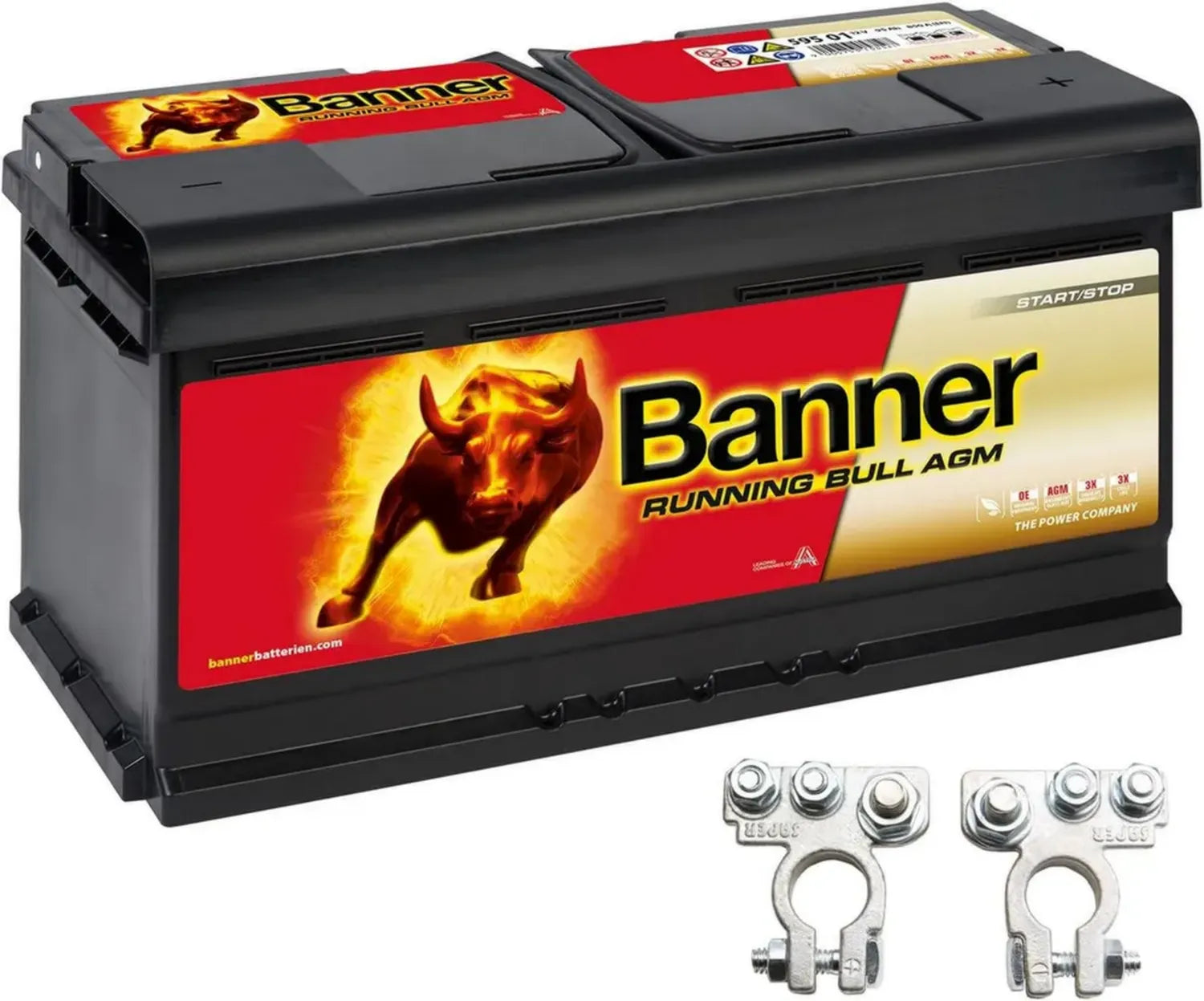 Banner Running Bull AGM Autobatterie 95AH 12V - Ideal für PKW, Wohnmobil und Boot