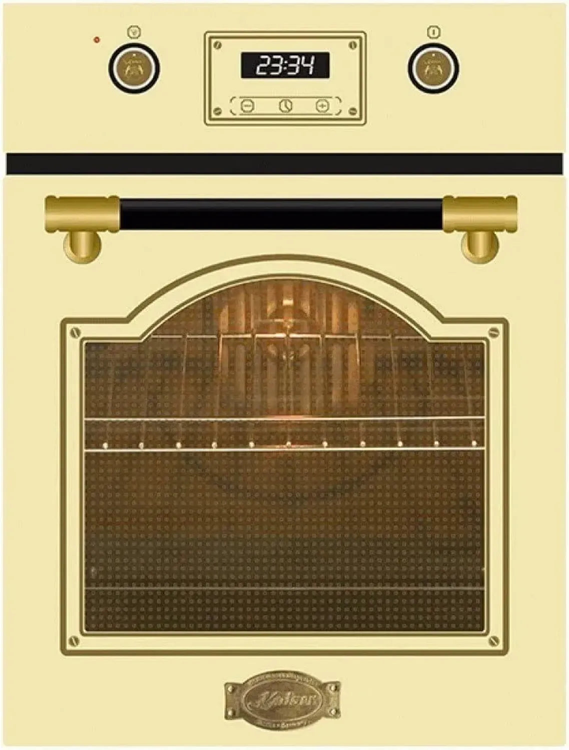 Kaiser Retro Einbaubackofen 45 cm, 50 L, 9 Programme, Ledergriff, Teleskopschienen, Autark